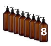 Essenciales Dispensador de Gel y Champu Baño 1L - 8 Botellas de Plástico Rellenables y Recargables Ideales para jabón, loción y champú