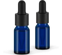 Essenciales Frasco Cuentagotas Cristal Azul 10ml, Botellas Cuentagotas con Pipeta Cuentagotas Cristal, para Aceite Esencial, Masaje,Fragancia, Aromaterapia, Laboratorio - 2Pcs