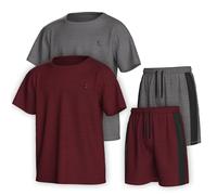 Essenclo Boys Clothing Sets Tagless Loose Athletic Performance Crew Neck T-Shirt and Short Outfits Size 3-16 (4 Piece Set) - Set-2-13-14