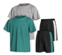 Essenclo Boys Clothing Sets Tagless Loose Athletic Performance Crew Neck T-Shirt and Short Outfits Size 3-16 (4 Piece Set) - Set-6-13-14