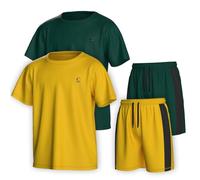 Essenclo Boys Performance T-Shirt & Athletic Shorts 4-Piece Set | Tagless Loose Fit Crew Neck Boys Clothing Sets, Performance Outfits, 4-Pc