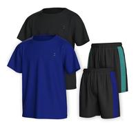 Essenclo Boys Performance T-Shirt & Athletic Shorts 4-Piece Set | Tagless Loose Fit Crew Neck Boys Clothing Sets, Performance Outfits, 4-Pc