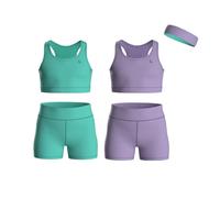 Essenclo Girls Clothing Athletic Sets Sleeveless Crop Tank Tops & Bike Shorts Cheer, Gymnastics, Volleyball Size 3-16 (5 Pcs) - E2108 - Set-8-13-14