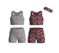 Essenclo Girls Clothing Athletic Sets Sleeveless Crop Tank Tops & Bike Shorts Cheer, Gymnastics, Volleyball Size 3-16 (5 Pcs) - E2108 - Set-11-11-12