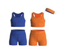 Essenclo Girls Clothing Athletic Sets Sleeveless Crop Tank Tops & Bike Shorts Cheer, Gymnastics, Volleyball Size 3-16 (5 Pcs) - E2108 - Set-5-7-8