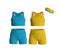 Essenclo Girls Clothing Athletic Sets Sleeveless Crop Tank Tops & Bike Shorts Cheer, Gymnastics, Volleyball Size 3-16 (5 Pcs) - E2108 - Set-9-15-16