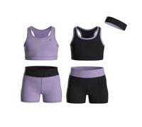Essenclo Girls Clothing Athletic Sets Sleeveless Crop Tank Tops & Bike Shorts Cheer, Gymnastics, Volleyball Size 3-16 (5 Pcs) - E2108 - Set-1-3-4