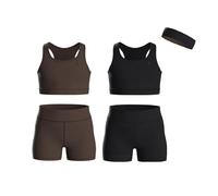 Essenclo Girls Clothing Athletic Sets Sleeveless Crop Tank Tops & Bike Shorts Cheer, Gymnastics, Volleyball Size 3-16 (5 Pcs) - E2108 - Set-7-9-10