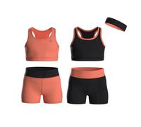 Essenclo Girls Clothing Athletic Sets Sleeveless Crop Tank Tops & Bike Shorts Cheer, Gymnastics, Volleyball Size 3-16 (5 Pcs) - E2108 - Set-3-15-16