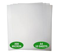 Essential Arts Paquete de 10 hojas de acetato esmerilado A4, 300 micras, extra grueso, reciclable, polipropileno, para manualidades, plantillas y regalos (210 x 297 mm)