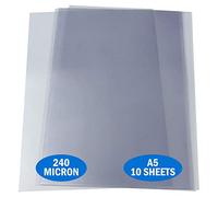 Essential Arts Paquete de 10 hojas de acetato transparente A5 de 240 micras, cubierta de encuadernación de PVC extragruesa, ideal para grabado, manualidades, plantillas, marcos de fotos y regalos, 148