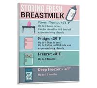 Essential Breast Milk Storage Poster Lactation Education Chart Guide for Expressed Milk Handling New Moms Gift(Unframed,12x18inch(30x45cm))