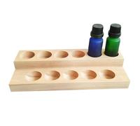 Essential Display Stand - 2 Tier Wooden 21.8x8.5x4cm, Organizer | Home Decor Desk Storage, Pine Wood Stand with 11 Slots, Bathroom Bedroom Countertop, Aroma Bottle Holder, Compact Portable