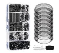 Essential Hair Styling Set for Dancers 260 Pieces Elastic Rubber Bands and Invisible Hair Net for Various Hairstyles Dance Competition Accessories