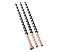 Essential - Juego de 3 brochas de maquillaje de viaje para sombra de ojos, para aplicación cosmética de ojos y cara, bolsa de piel sintética