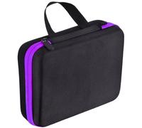 Essential Oil Case contiene 30 botellas 5 ml 10 ml, caja portátil de aceite esencial de EVA con mango y con cremalleras con cremallera organizador a prueba de choques para almacenamiento púrpura