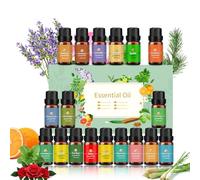 Essential Oils for Diffusers for Home, Diffuser Oil 18x10mL, Tea Tree, Lavender, Eucalyptus, Frankincense, Lemon Grass, Rosemary, Orange, Mint, Lemon, Cinnamon, Bergamot, Ylang-Ylang, Grapefruit, etc.