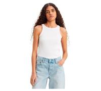 Essential Racer Tank White + Rib