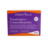 Essentialis Nootrópico Concentración-Tirosina, Ginkgo, Bacopa, Melena de león, Huperzia, B6, B12 y minerales- Energía, memoria y agilidad mental-exámenes, oposiciones-30 cápsulas veganas. 1 mes