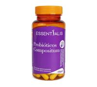 Essentialis Probióticos Compositum - Probiótico Intestinal y Prebiótico con Zinc- Salud Gastrointestinal, Cuida tu flora - 25 Cepas, 20 mil millones C F U por cápsula - 1 mes 90 Cápsu