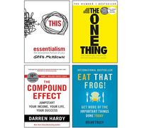 Essentialism, The One Thing, The Compound Effect, Eat That Frog 4 Books Collection Set