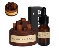 Essentiall Oil Diffuser - Waterless Wooden Round Black Walnut, portátil Aromatherapy Set, Home Relaxation Device | Living Room Bathroom Usage for Bedroom Office Spa Natural Material No Electric