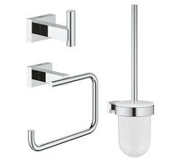Grohe Essentials Cube - Conjunto de accesorios de baño 3 en 1, color cromo (Ref.40757001) Rectangular, cuadrado