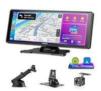 ESSGOO Pantalla Carplay Coche con Cámara Retrovisora,10 Pulgadas Apple Car Play Android Auto Inalámbrico,Pantalla Táctil Portátil Radio Coche con Bluetooth,Airplay,Mirror Link,FM,AUX,Siri,Navegación