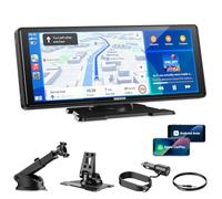 ESSGOO Pantalla Coche,10.26 Pulgadas CarPlay Android Auto Inalámbrica,Apple CarPlay Display para AirPlay/Mirror Link,Navegación GPS,Bluetooth 5.3,AUX,FM Radio,Asistente de Voz