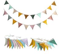 Esshogo 2 banderines de tela de 2,6 m, muselina de algodón, banderines, guirnalda de banderines, guirnalda de cumpleaños, guirnalda decorativa para colgar, guirnalda decorativa para colgar