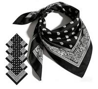 Esshogo Bandana unisex de algodón, banda ancha, ligera, transpirable, accesorio de moda para equitación, senderismo, pesca, ciclismo, actividades al aire libre (5 unidades), Negro , Talla única