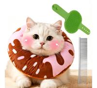 Esshogo - Juego de 1 collar de protección para gatos con peine de acero y cepillo para gatos, comodidad para ajustar, suaves collares en forma, M