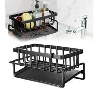 Esshogo Organizador de cocina, porta trapos de cocina negro, porta esponja cocina fregadero, accesorios de cocina, para esponjas, cepillos, detergentes, porta esponja cocina, organizador fregadero