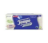Tempo Pañuelos de bolsillo, 4 capas, natural y suave, 10 paquetes de 9 pañuelos, color crema, fibras no blanqueadas