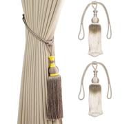 ESSMOKO 2 Abrazaderas Cortinas de Seda con Forma de Calabaza, Tejidos a Mano, Resistentes, con Hebilla de Cuerda, para Cortinas, Color Blanco Roto.