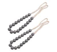 ESSMOKO Abrazaderas Cortinas de Cuentas de Madera Color Caramelo, Tejidas a Mano, Resistentes al Deshilachado, 2 Unidades - Gris