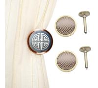 ESSMOKO Alzapaños Cortinas Gancho Gancho De Pared para Cortina con Patrón De Franela De Aleación De Zinc Redondo Semi-Colgante Gancho De Pared - Patrón Café A