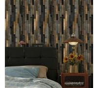 ESSMOKO Papel tapiz Adhesivo decorativo de estilo industrial tipo patchwork impermeable y resistente a las manchas de PVC oscuro/gris para sala de estar y dormitorio patchwork industrial 45 * 300cm