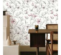 ESSMOKO Papel tapiz Nuevo diseño floral en acuarela de estilo chino autoadhesivo estilo retro para decoración de paredes de sala de estar dormitorio estudio y hotel Shatang 45 * 300cm