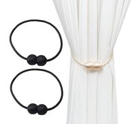 ESSMOKO Sujeta Cortinas Hebilla De Cortina De Bola Sin Perforaciones Abrazadera Magnética para Cortina Fijador De Cortina De Poliéster Color Negro