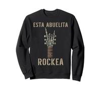 Esta Abuelita Rockea Mano de Esqueleto Music Rock Guitar Sudadera