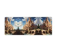 Esta alfombrilla de teclado y mouse Anime Castle Sky de 12 x 31.5 pulgadas de tamaño, está diseñada para computadoras, consolas, oficinas, y también es adecuada para juegos y estudios.