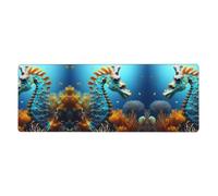 Esta alfombrilla de teclado y mouse de caballito de mar azul de 12 x 31.5 pulgadas de tamaño, está diseñada para computadoras, consolas, oficinas, y también es adecuada para juegos y estudios.
