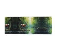 Esta alfombrilla de teclado y mouse Deer in The Forest de 12 x 31.5 pulgadas de tamaño, está diseñada para computadoras, consolas, oficinas, y también es adecuada para juegos y estudios.
