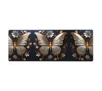 Esta alfombrilla para teclado y mouse con diseño de mariposas blancas y doradas, de 12 x 31.5 pulgadas, está diseñada para computadoras, consolas, oficinas, y también es adecuada para juegos y