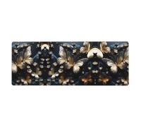 Esta alfombrilla para teclado y mouse con diseño de mariposas blancas y doradas, de 12 x 31.5 pulgadas, está diseñada para computadoras, consolas, oficinas, y también es adecuada para juegos y