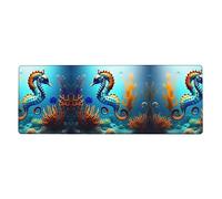 Esta alfombrilla para teclado y mouse de caballito de mar de coral de fondo marino de 12 x 31.5 pulgadas de tamaño, está diseñada para computadoras, consolas, oficinas, y también es adecuada para