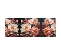 Esta alfombrilla para teclado y mouse de peonías blancas brillantes, de 12 x 31.5 pulgadas de tamaño, está diseñada para computadoras, consolas, oficinas, y también es adecuada para juegos y estudios.
