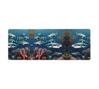 Esta alfombrilla para teclado y mouse Sharks Under The Sea de 12 x 31.5 pulgadas de tamaño, está diseñada para computadoras, consolas, oficinas, y también es adecuada para juegos y estudios.