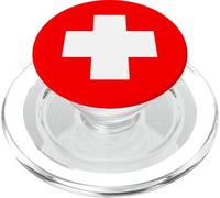 Esta-Bandera-Suiza-es-un-Gran-Plus: Rojo-y-Blanco-Multiusos PopSockets PopGrip para MagSafe